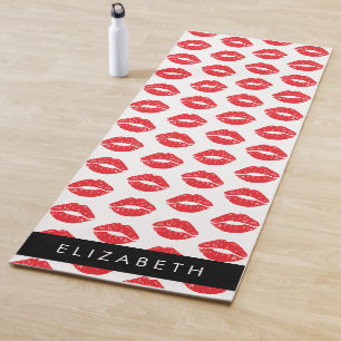 Tapis De Yoga Lèvres Rouges, Rouge, Motif Des Lèvres, Votre Nom