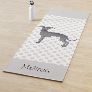 Tapis De Yoga Lévrier Italien Bleu Chien Mignon Avec Nom Personn