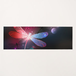 Tapis De Yoga libellule rouge brillante