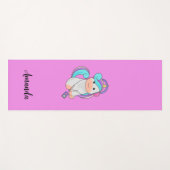 Tapis De Yoga licorne rose (Devant (Horizontal))