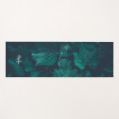 Tapis De Yoga Lierre vert foncé feuille gouttes d'eau Monogram (Devant (Horizontal))