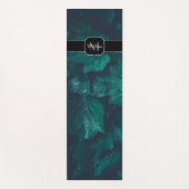 Tapis De Yoga Lierre vert foncé feuille gouttes d'eau Monogram (Devant)