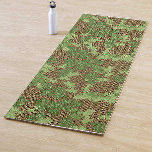 Tapis De Yoga Lierre vert sur plaid doré noir