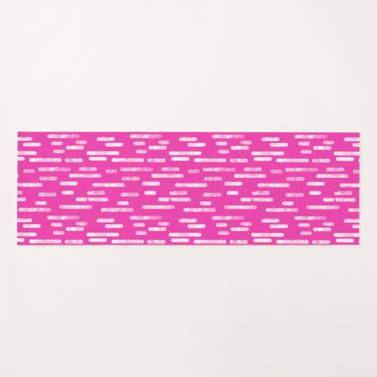 Tapis De Yoga Lignes arrondies rose et blanc brillant Motif (Devant (Horizontal))