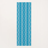 Tapis De Yoga Lignes blanches Abstraites rétro sur Motif bleu (Dos)