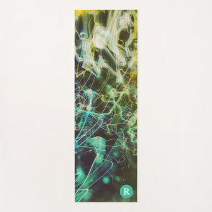 Tapis De Yoga Lignes de lumière électrique Dégradé Abstrait.