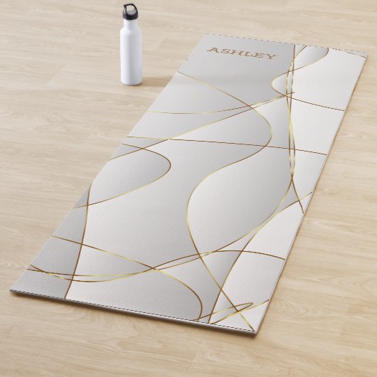 Tapis De Yoga Lignes Gold Wave (En situation)