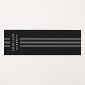 Tapis De Yoga Lignes sombres élégantes moderne monogrammed noir (Devant (Horizontal))