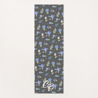 Tapis De Yoga Lilac et Violet sur le yoga gris peint à la main