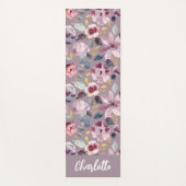 Tapis De Yoga Lilac Floral Pattern Monogram  (Devant)