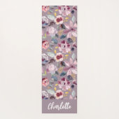 Tapis De Yoga Lilac Floral Pattern Monogram  (Dos)