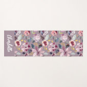 Tapis De Yoga Lilac Floral Pattern Monogram  (Devant (Horizontal))