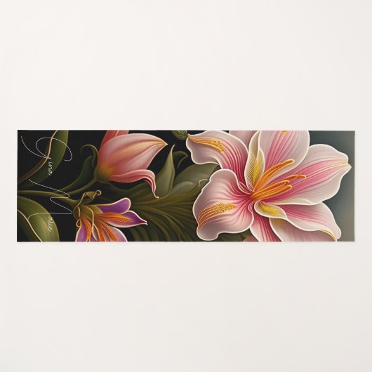 Tapis De Yoga Lilies Floral Yoga Mat (Devant (Horizontal))