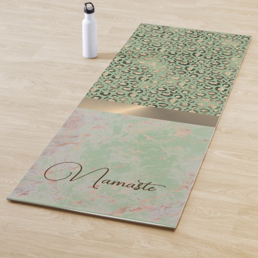 Tapis De Yoga Lime Green Marble Glitt Leopard Namaste (En situation)