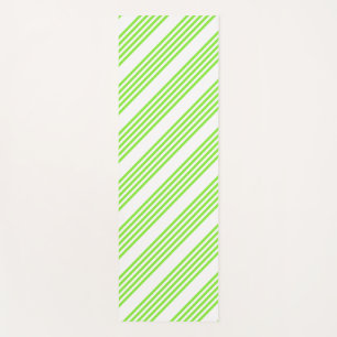 Tapis De Yoga Lime vert et blanc cinq bandes motif
