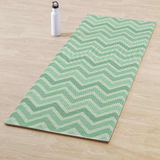 Tapis De Yoga Lin vert Chevron (En situation)