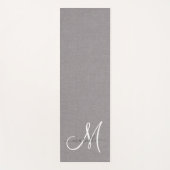 Tapis De Yoga Linge gris monogramme blanc (Devant)