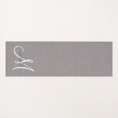 Tapis De Yoga Linge gris monogramme blanc (Devant (Horizontal))