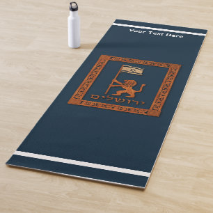 Tapis De Yoga Lion Du Jour De Jérusalem Avec Drapeau