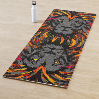 Tapis De Yoga Lion Yoga Mat | Illustration de tête de lion orang