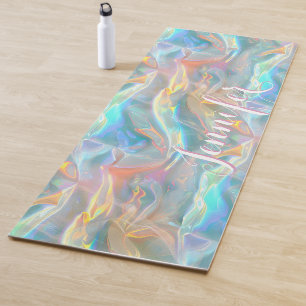 Tapis De Yoga Liquide Coloré Iridescent Pastel Holographique