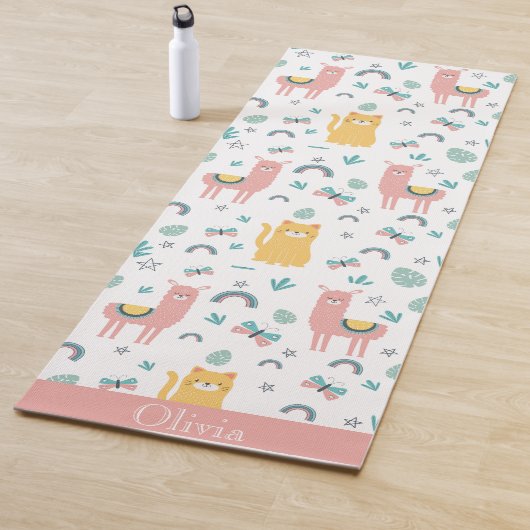 Tapis De Yoga Llama Alapaca Animal Boho Nom mignonne (En situation)