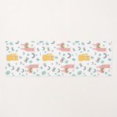 Tapis De Yoga Llamas Chats Alapaca Animaux verts Boho (Devant (Horizontal))