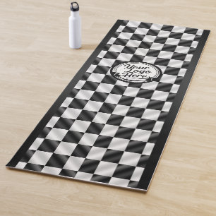 Tapis De Yoga Logo Sport Noir Blanc Damier de Course