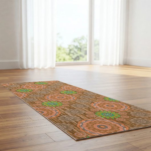Tapis De Yoga L'orange floral pluvieuse fibres dispersées textur