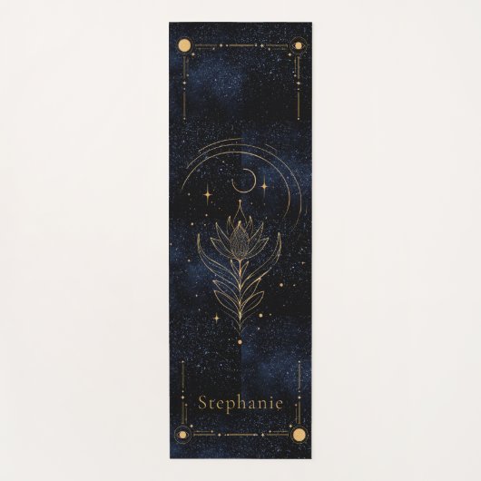 Tapis De Yoga Lotus céleste Monogramme Parties scintillant d'or  (Devant)
