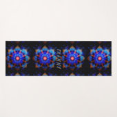 Tapis De Yoga Lotus cosmique bleu (Devant (Horizontal))