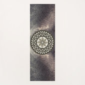 Tapis De Yoga Lotus Mandala sur Shimmery Silver et Black (Devant)