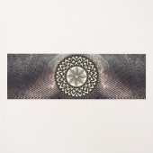 Tapis De Yoga Lotus Mandala sur Shimmery Silver et Black (Devant (Horizontal))