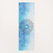 Tapis De Yoga Lotus Mandala sur Speckled Blue (Devant)