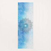 Tapis De Yoga Lotus Mandala sur Speckled Blue (Dos)