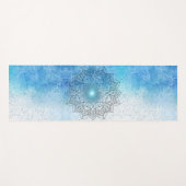 Tapis De Yoga Lotus Mandala sur Speckled Blue (Devant (Horizontal))
