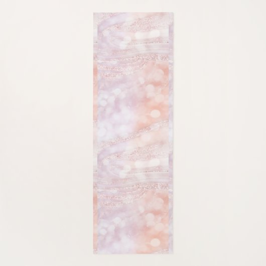 Tapis De Yoga Lotus Pink Marble Typographie Parties scintillant (Dos)
