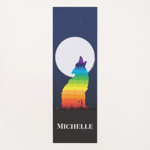 Tapis De Yoga Loup arc-en-ciel et Lune Yoga Mat personnalisé