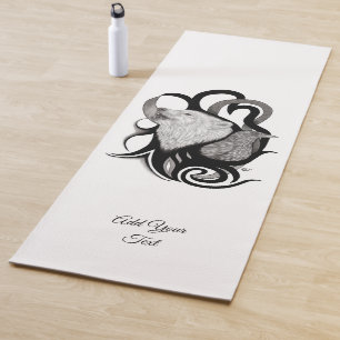 Tapis De Yoga Loup blanc avec art tribal coréen