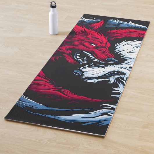 Tapis De Yoga Loup lunaire double sauvage (En situation)