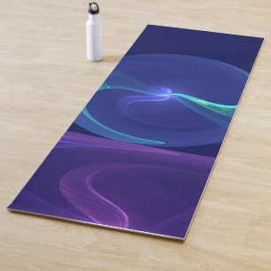Tapis De Yoga Lumineuse Bleu Violet Rêve Abstrait Fractal Art