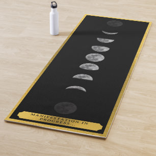 Tapis De Yoga Lunar Moon Phases Studio Black Gold Instructeur