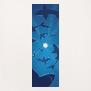 Tapis De Yoga Lune blanche de requin bleu sous la mer