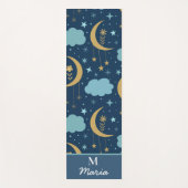 Tapis De Yoga Lune Boho Dorée Avec Nuages Monogramme (Devant)
