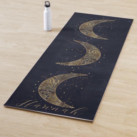 Tapis De Yoga Lune d'or céleste esthétique (En situation)