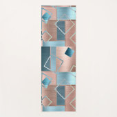 Tapis De Yoga Luxe Abstrait | Blush Rose Gold et Turquoise Géomé (Devant)
