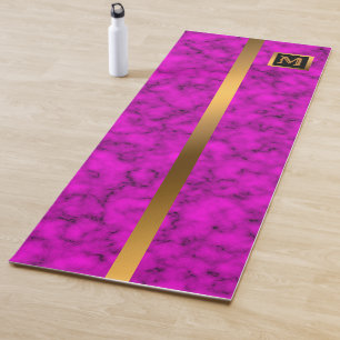 Tapis De Yoga Luxe Elégant Marbre Noir Or Moderne