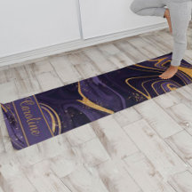 Luxe Elegant Purple Gold Marble Effet Nom