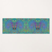 Tapis De Yoga Magenta, Bleu et Mousse verte Retro Swirl (Devant (Horizontal))