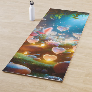 Tapis De Yoga Magical Glowing Flowers Heart Garden 